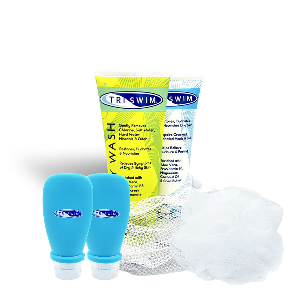TRISWIM Body Wash | Lotion Gift Set with Loofa & Squishies